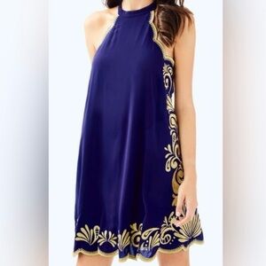 Elegant Navy and Gold Women's Dress
